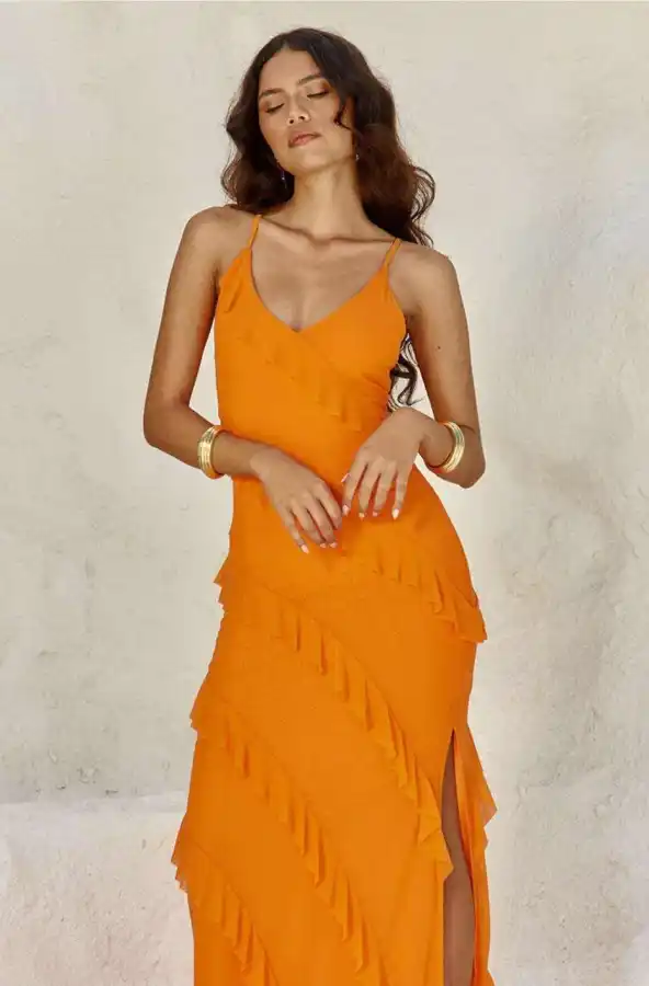 Vestido largo con volante | New Secret